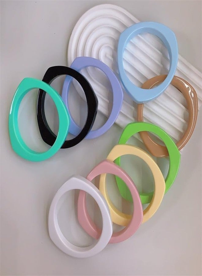 SCRDPRAD Macaron Resin Wide Bangle Wrap Bracelet for Women Colorful Irregular Chunky Candy Bracelet Geometric Statement Pink Black Yellow White Personality Holiday Gifts-White - Image 4